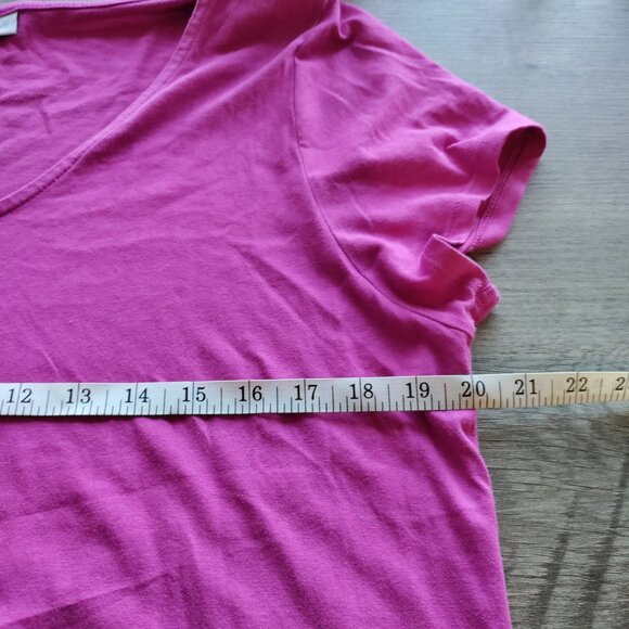 J Jill T Shirt Dress Jersey Cotton V Neck Layered Split Back Dragon Fruit Large - Picture 5 of 8